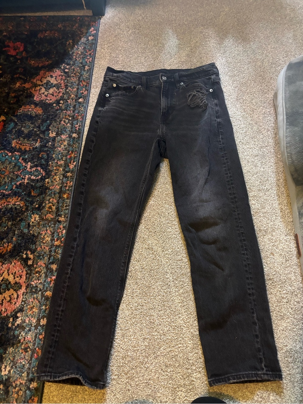Black Straight-Leg Jeans